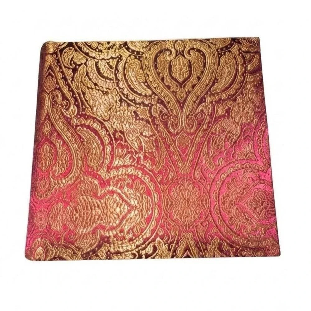 Burgundy Gold Paisley Picture Album Brocade Hardcover Fabric Damask Retro 1990s